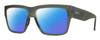 Profile View of Smith Optics Lineup Designer Polarized Sunglasses with Custom Cut Blue Mirror Lenses in Matte Moss Crystal Green Unisex Square Full Rim Acetate 58 mm