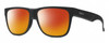 Profile View of Smith Optics Lowdown 2 Designer Polarized Sunglasses with Custom Cut Red Mirror Lenses in Matte Black Unisex Classic Full Rim Acetate 55 mm