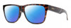 Profile View of Smith Optics Lowdown 2 Designer Polarized Sunglasses with Custom Cut Blue Mirror Lenses in Tortoise Havana Brown Gold Unisex Classic Full Rim Acetate 55 mm