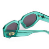 Close Up View of SITO SHADES JUICY Women's Square Designer Sunglasses Blue Crystal/Iron Gray 53mm
