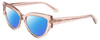 Profile View of SITO SHADES ALLNIGHTER Designer Polarized Reading Sunglasses with Custom Cut Powered Blue Mirror Lenses in Sirocco Pink Crystal Ladies Cat Eye Full Rim Acetate 56 mm