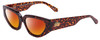 Profile View of SITO SHADES AXIS Designer Polarized Sunglasses with Custom Cut Red Mirror Lenses in Brown Cheetah Ladies Square Full Rim Acetate 55 mm