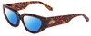 Profile View of SITO SHADES AXIS Designer Polarized Reading Sunglasses with Custom Cut Powered Blue Mirror Lenses in Brown Cheetah Ladies Square Full Rim Acetate 55 mm