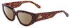 Profile View of SITO SHADES AXIS Designer Polarized Reading Sunglasses with Custom Cut Powered Amber Brown Lenses in Brown Cheetah Ladies Square Full Rim Acetate 55 mm