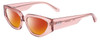 Profile View of SITO SHADES AXIS Designer Polarized Sunglasses with Custom Cut Red Mirror Lenses in Rosewater Pink Crystal Ladies Square Full Rim Acetate 55 mm