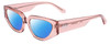 Profile View of SITO SHADES AXIS Designer Polarized Sunglasses with Custom Cut Blue Mirror Lenses in Rosewater Pink Crystal Ladies Square Full Rim Acetate 55 mm