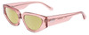 Profile View of SITO SHADES AXIS Designer Polarized Reading Sunglasses with Custom Cut Powered Sun Flower Yellow Lenses in Rosewater Pink Crystal Ladies Square Full Rim Acetate 55 mm