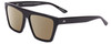 Profile View of SITO SHADES BENDER Designer Polarized Sunglasses with Custom Cut Amber Brown Lenses in Black Ladies Rectangular Full Rim Acetate 57 mm