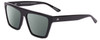 Profile View of SITO SHADES BENDER Designer Polarized Sunglasses with Custom Cut Smoke Grey Lenses in Black Ladies Rectangular Full Rim Acetate 57 mm