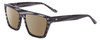 Profile View of SITO SHADES BENDER Designer Polarized Sunglasses with Custom Cut Amber Brown Lenses in Matrix Black White Ladies Rectangular Full Rim Acetate 54 mm