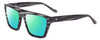 Profile View of SITO SHADES BENDER Designer Polarized Reading Sunglasses with Custom Cut Powered Green Mirror Lenses in Matrix Black White Ladies Rectangular Full Rim Acetate 54 mm