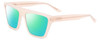 Profile View of SITO SHADES BENDER Designer Polarized Reading Sunglasses with Custom Cut Powered Green Mirror Lenses in Vanilla Pink Crystal Ladies Rectangular Full Rim Acetate 57 mm