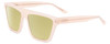 Profile View of SITO SHADES BENDER Designer Polarized Reading Sunglasses with Custom Cut Powered Sun Flower Yellow Lenses in Vanilla Pink Crystal Ladies Rectangular Full Rim Acetate 57 mm