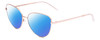 Profile View of SITO SHADES CANDI Designer Polarized Sunglasses with Custom Cut Blue Mirror Lenses in Rose Gold Unisex Pilot Full Rim Metal 59 mm