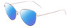 Profile View of SITO SHADES CANDI Designer Polarized Reading Sunglasses with Custom Cut Powered Blue Mirror Lenses in Silver Unisex Pilot Full Rim Metal 59 mm