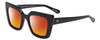 Profile View of SITO SHADES CULT VISION Designer Polarized Sunglasses with Custom Cut Red Mirror Lenses in Black Ladies Cat Eye Full Rim Acetate 51 mm