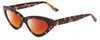 Profile View of SITO SHADES DIRTY EPIC Designer Polarized Sunglasses with Custom Cut Red Mirror Lenses in Honey Brown Tortoise Havana Ladies Cat Eye Full Rim Acetate 55 mm