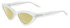Profile View of SITO SHADES DIRTY EPIC Designer Polarized Reading Sunglasses with Custom Cut Powered Sun Flower Yellow Lenses in Mercury White Grey Crystal Ladies Cat Eye Full Rim Acetate 55 mm