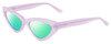 Profile View of SITO SHADES DIRTY EPIC Designer Polarized Reading Sunglasses with Custom Cut Powered Green Mirror Lenses in Wild Orchid Purple Crystal Ladies Cat Eye Full Rim Acetate 55 mm