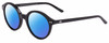 Profile View of SITO SHADES DIXON Designer Polarized Sunglasses with Custom Cut Blue Mirror Lenses in Black  Unisex Round Full Rim Acetate 52 mm