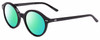 Profile View of SITO SHADES DIXON Designer Polarized Reading Sunglasses with Custom Cut Powered Green Mirror Lenses in Black  Unisex Round Full Rim Acetate 52 mm