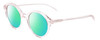 Profile View of SITO SHADES DIXON Designer Polarized Reading Sunglasses with Custom Cut Powered Green Mirror Lenses in Dew Clear Pink Crystal Unisex Round Full Rim Acetate 52 mm