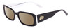 Profile View of SITO SHADES ELECTRO VISION Designer Polarized Sunglasses with Custom Cut Amber Brown Lenses in Black White Unisex Square Full Rim Acetate 56 mm