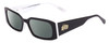 Profile View of SITO SHADES ELECTRO VISION Designer Polarized Sunglasses with Custom Cut Smoke Grey Lenses in Black White Unisex Square Full Rim Acetate 56 mm
