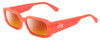 Profile View of SITO SHADES ELECTRO VISION Designer Polarized Sunglasses with Custom Cut Red Mirror Lenses in Neon Peach Orange Unisex Square Full Rim Acetate 56 mm