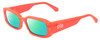 Profile View of SITO SHADES ELECTRO VISION Designer Polarized Reading Sunglasses with Custom Cut Powered Green Mirror Lenses in Neon Peach Orange Unisex Square Full Rim Acetate 56 mm