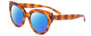 Profile View of SITO SHADES GOOD LIFE Designer Polarized Reading Sunglasses with Custom Cut Powered Blue Mirror Lenses in Amber Tortoise Havana Ladies Round Full Rim Acetate 54 mm