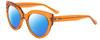 Profile View of SITO SHADES GOOD LIFE Designer Polarized Reading Sunglasses with Custom Cut Powered Blue Mirror Lenses in Amber Orange Crystal Ladies Round Full Rim Acetate 54 mm