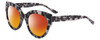 Profile View of SITO SHADES GOOD LIFE Designer Polarized Sunglasses with Custom Cut Red Mirror Lenses in Black Grey Tortoise Ladies Round Full Rim Acetate 54 mm