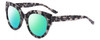 Profile View of SITO SHADES GOOD LIFE Designer Polarized Reading Sunglasses with Custom Cut Powered Green Mirror Lenses in Black Grey Tortoise Ladies Round Full Rim Acetate 54 mm