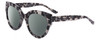 Profile View of SITO SHADES GOOD LIFE Designer Polarized Reading Sunglasses with Custom Cut Powered Smoke Grey Lenses in Black Grey Tortoise Ladies Round Full Rim Acetate 54 mm