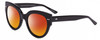 Profile View of SITO SHADES GOOD LIFE Designer Polarized Sunglasses with Custom Cut Red Mirror Lenses in Black Ladies Round Full Rim Acetate 54 mm