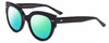 Profile View of SITO SHADES GOOD LIFE Designer Polarized Reading Sunglasses with Custom Cut Powered Green Mirror Lenses in Black Ladies Round Full Rim Acetate 54 mm