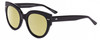 Profile View of SITO SHADES GOOD LIFE Designer Polarized Reading Sunglasses with Custom Cut Powered Sun Flower Yellow Lenses in Black Ladies Round Full Rim Acetate 54 mm
