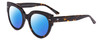 Profile View of SITO SHADES GOOD LIFE Designer Polarized Reading Sunglasses with Custom Cut Powered Blue Mirror Lenses in Demi-Tortoise Havana Ladies Round Full Rim Acetate 54 mm