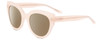 Profile View of SITO SHADES GOOD LIFE Designer Polarized Sunglasses with Custom Cut Amber Brown Lenses in Vanilla Pink Crystal Ladies Round Full Rim Acetate 54 mm