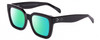 Profile View of SITO SHADES HARLOW Designer Polarized Reading Sunglasses with Custom Cut Powered Green Mirror Lenses in Black Ladies Square Full Rim Acetate 52 mm