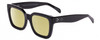 Profile View of SITO SHADES HARLOW Designer Polarized Reading Sunglasses with Custom Cut Powered Sun Flower Yellow Lenses in Black Ladies Square Full Rim Acetate 52 mm