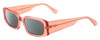 Profile View of SITO SHADES INNER VISION Designer Polarized Reading Sunglasses with Custom Cut Powered Smoke Grey Lenses in Watermelon Pink Crystal Ladies Square Full Rim Acetate 56 mm