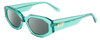 Profile View of SITO SHADES JUICY Designer Polarized Sunglasses with Custom Cut Smoke Grey Lenses in Appletini Blue Crystal Ladies Square Full Rim Acetate 53 mm