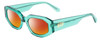 Profile View of SITO SHADES JUICY Designer Polarized Sunglasses with Custom Cut Red Mirror Lenses in Appletini Blue Crystal Ladies Square Full Rim Acetate 53 mm