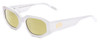 Profile View of SITO SHADES JUICY Designer Polarized Reading Sunglasses with Custom Cut Powered Sun Flower Yellow Lenses in White Ladies Square Full Rim Acetate 53 mm