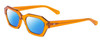 Profile View of SITO SHADES KINETIC Designer Polarized Sunglasses with Custom Cut Blue Mirror Lenses in Amber Orange Crystal Unisex Square Full Rim Acetate 54 mm