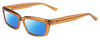 Profile View of SITO SHADES NIGHT IN MOTION Designer Polarized Sunglasses with Custom Cut Blue Mirror Lenses in Tobacco Orange Crystal Unisex Square Full Rim Acetate 57 mm