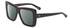 Profile View of SITO SHADES PAPILLION Designer Polarized Sunglasses with Custom Cut Smoke Grey Lenses in Black Ladies Square Full Rim Acetate 56 mm