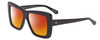 Profile View of SITO SHADES PAPILLION Designer Polarized Sunglasses with Custom Cut Red Mirror Lenses in Black Ladies Square Full Rim Acetate 56 mm